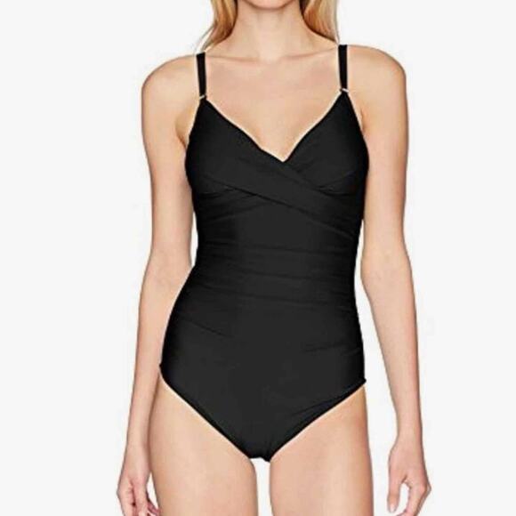CALVIN KLEIN Twist Tankini One Piece Swimsuit Black Size US 8 - Picture 1 of 11